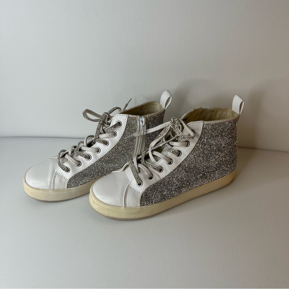 Steven Madden Bondi White Silver Rhinestone High Top Sneaker Womens Sz 7.5 Bride